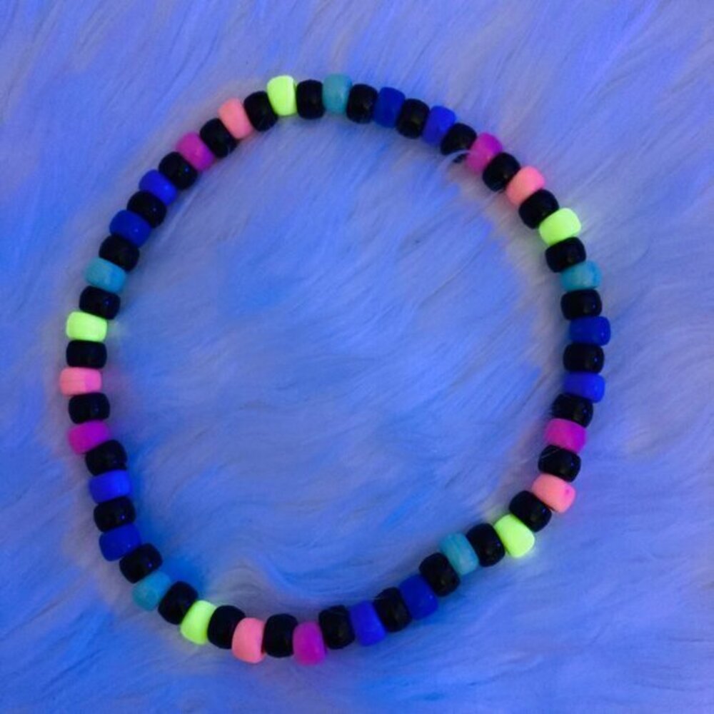 Pastel & Black Rainbow Rave Kandi Choker Necklace